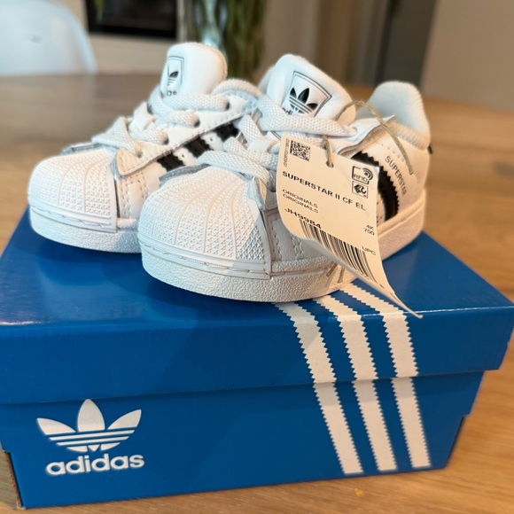 adidas Other - Adidas Superstar II CF EL I Toddler Sneakers Size 5K White Black NWB